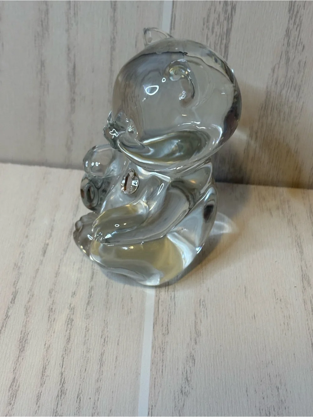 Vintage Set Of Two Fenton Glass Bears Green & Clear